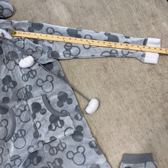 Disney Mickey Minnie Mouse Grey Fleece Hooded Union Suit Onesie Pajamas Womens S - Picture 8 of 10